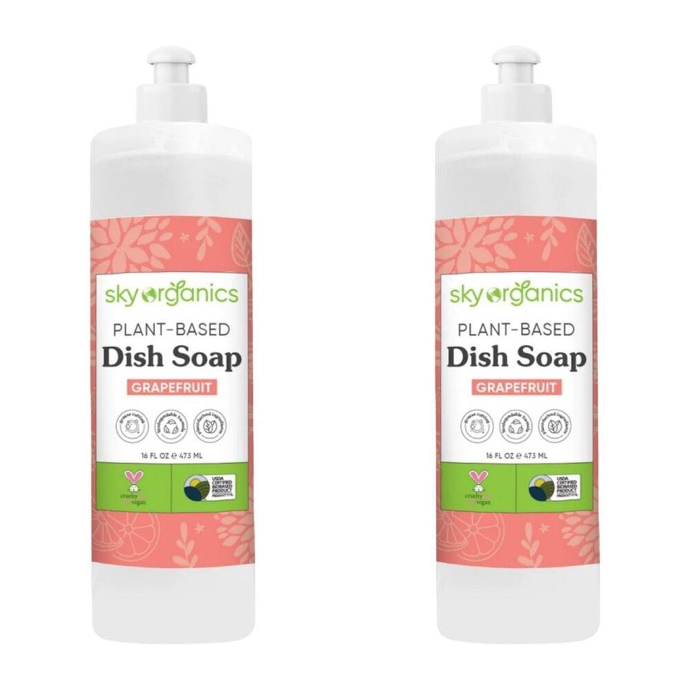 Sky Organics Plant- Based Dish Soap - Grapefruit - 16 fl oz - 2 Bottles